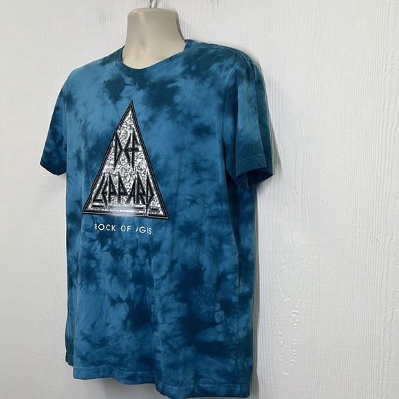 Def Leppard - Blue Fun Tye Dye Def Leppard Rock Of Ages Graphic T Shirt Large - Picture 5 of 8
